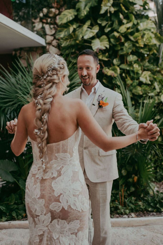 Bridal braided hairstyle by Sarah Garnier Co. Hair & Makeup in Tulum, Mexico 