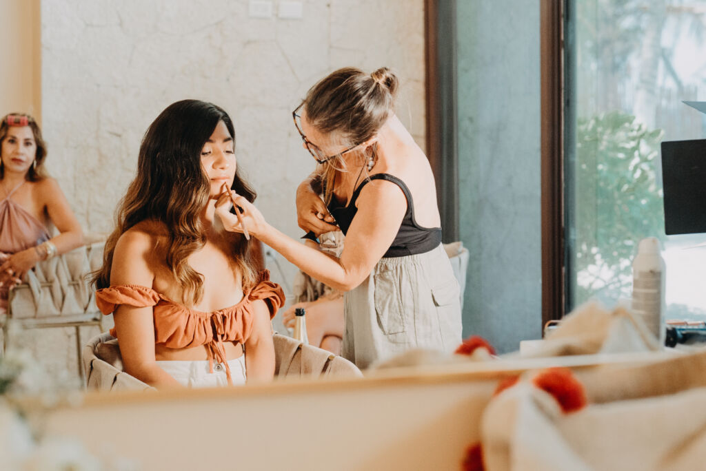 Bridal beauty hair and make up touch-ups by Sarah Garnier Co in Tulum, Mexico