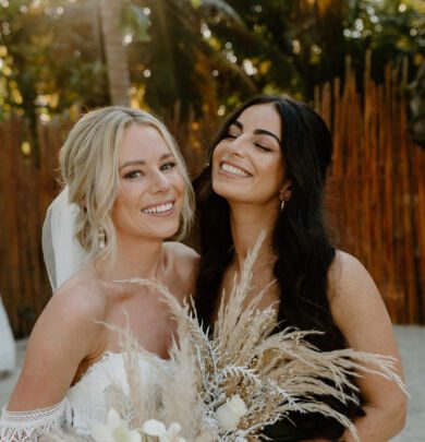 bridal party make up and hairdo by Sarah garnier co at blue Venado weddings riviera Maya