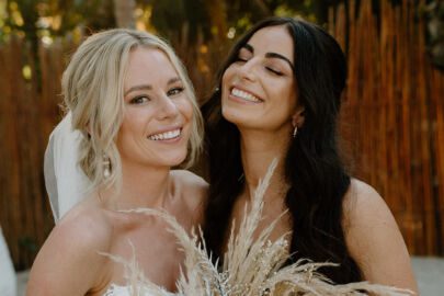 bridal party make up and hairdo by Sarah garnier co at blue Venado weddings riviera Maya