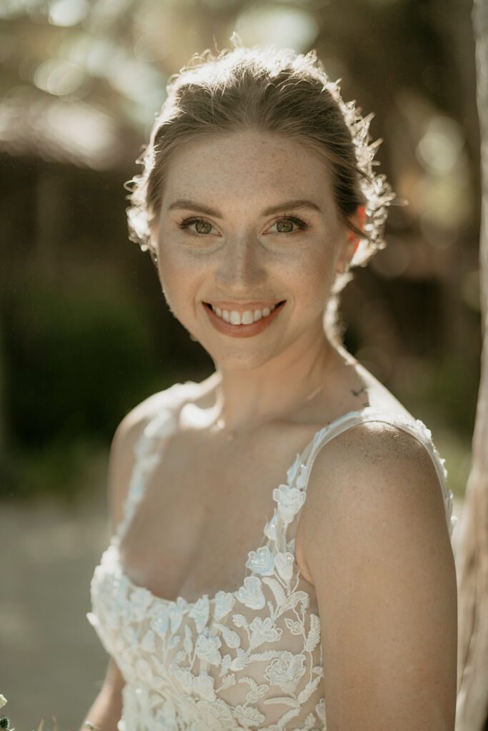 Barely there bridal makeup look by Sarah Garnier Co at Petit Lafitte Riviera Maya, mexico.