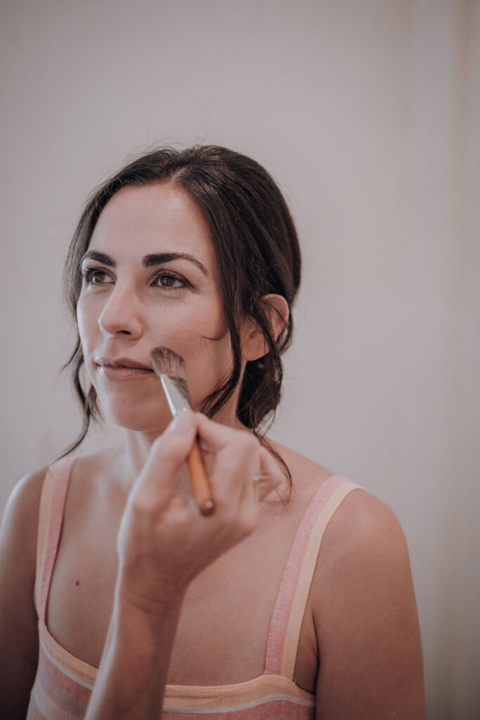 Wedding hair and make up touch ups at Jardin del Mar in Cancun, Mexico by Sarah Garnier & Co